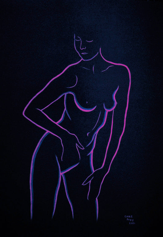 Feminine Lines: Pink and Blue on Black