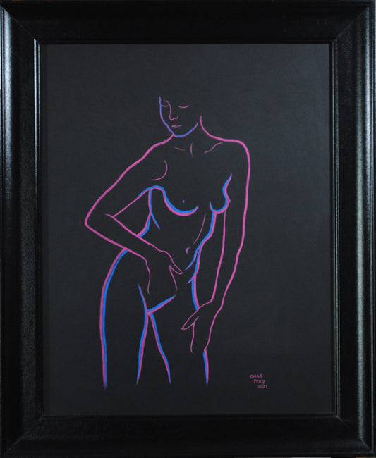 Feminine Lines: Pink and Blue on Black